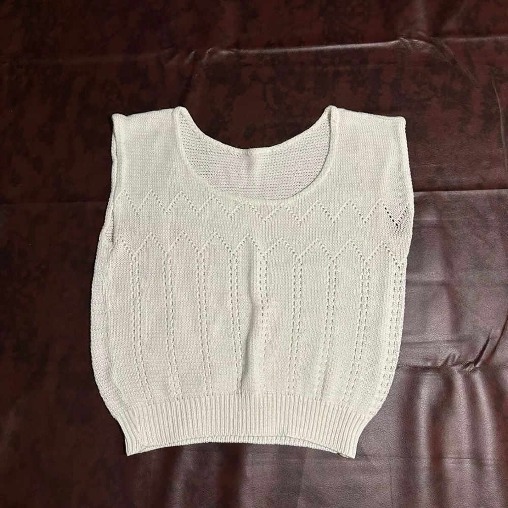 Vintage Women's Sleeveless Knitted Sweater Tank Top Casual